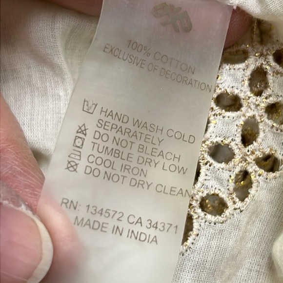 PQ SWIM ANTHRO Haven Cate Ruffle Tier Gold Eyelet Cotton Ecru Resort Mini SZ M/L - Picture 14 of 16